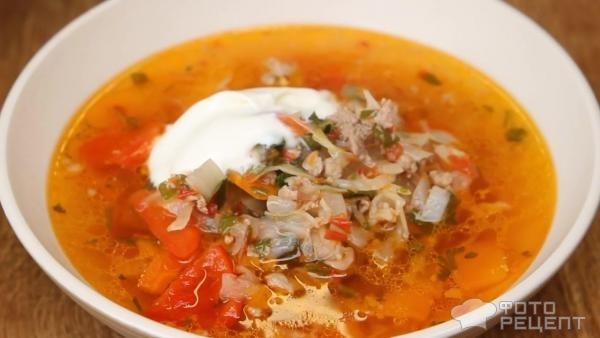 Рецепт: Суп из фарша - В казане